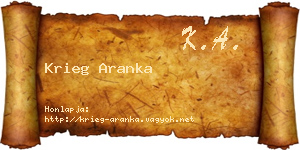 Krieg Aranka névjegykártya
